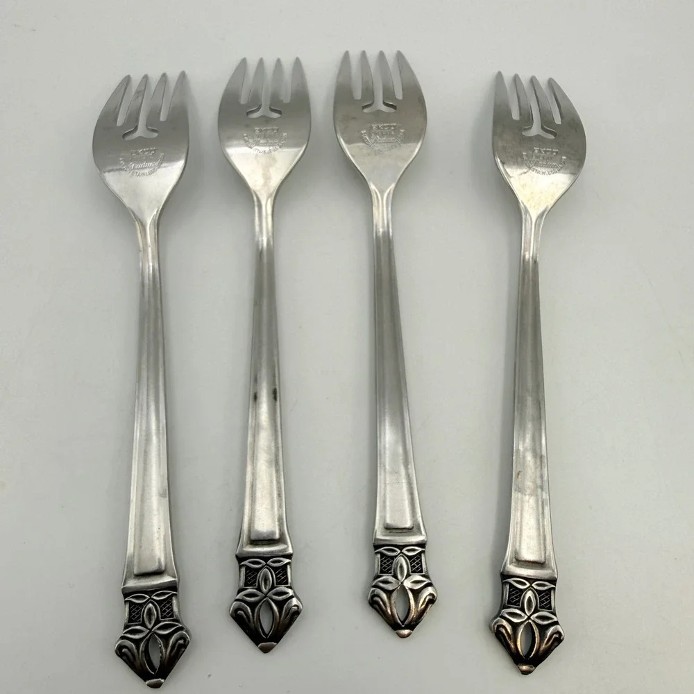 EKCO Eterna Padua Stainless Cocktail Seafood Forks Set of 4 Japan Vintage MCM
